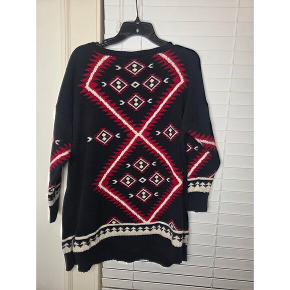Lauren Ralph Lauren Southwestern Aztec Knit Sweater Tunic Womens 1X Cotton black - Picture 5 of 9